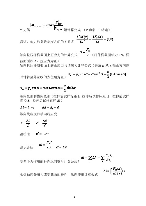 材料力学公式最全总汇