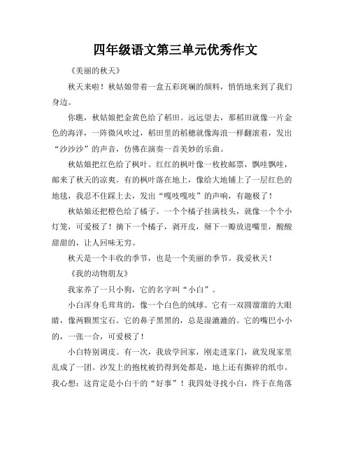 四年级语文第三单元优秀作文