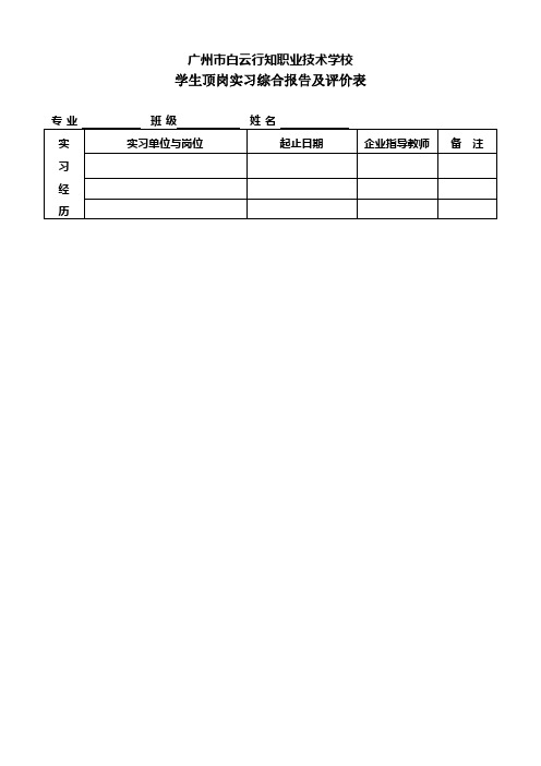 顶岗实习评价表