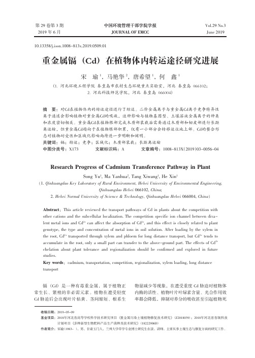 重金属镉(Cd)在植物体内转运途径研究进展
