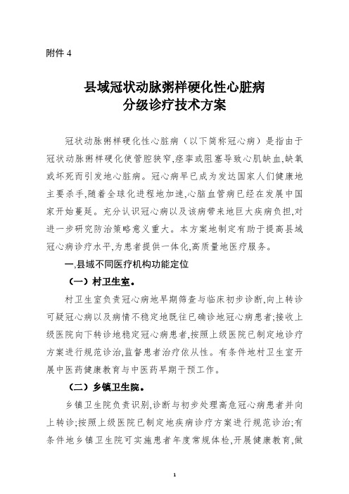 冠状动脉粥样硬化性心脏病分级诊疗技术方案