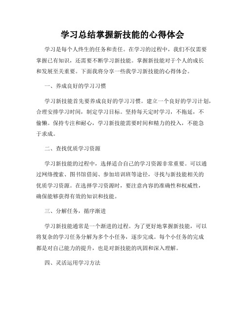 学习总结掌握新技能的心得体会