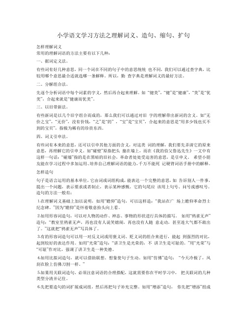 小学语文学习方法之理解词义