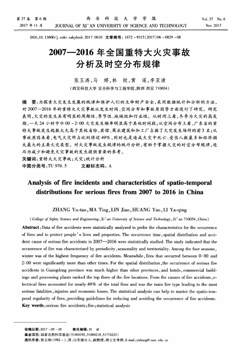 2007—2016年全国重特大火灾事故分析及时空分布规律