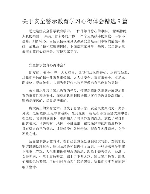 关于安全警示教育学习心得体会精选5篇