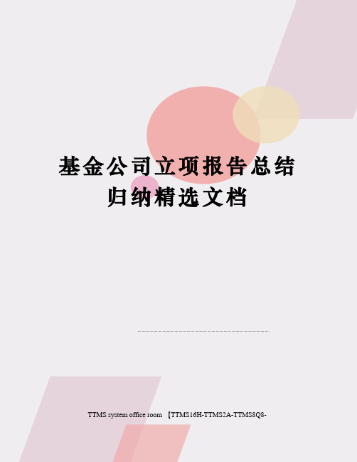 基金公司立项报告总结归纳精选文档