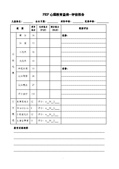 PEP-3孤独症儿童心理教育量表评估报告解析