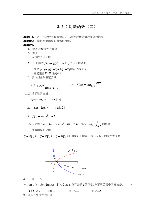 人教B版高中数学必修一对数函数教案(1)