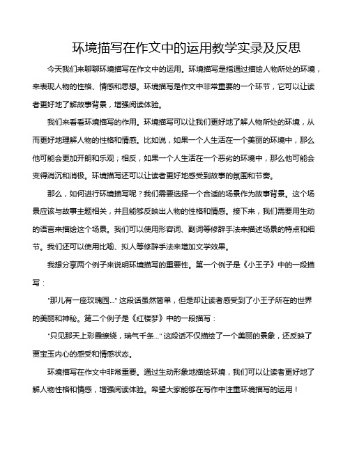 环境描写在作文中的运用教学实录及反思