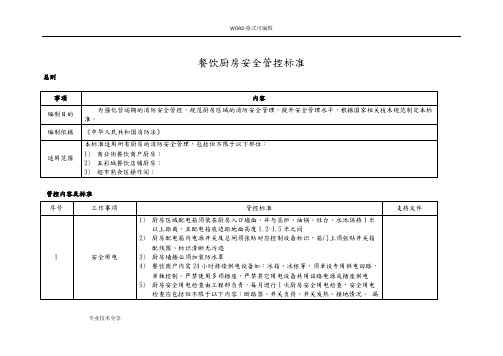 餐饮厨房消防安全管控标准