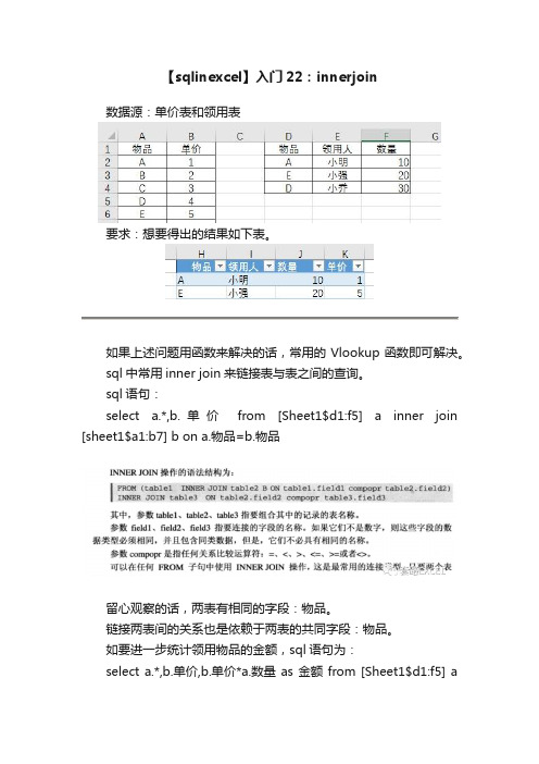 【sqlinexcel】入门22：innerjoin