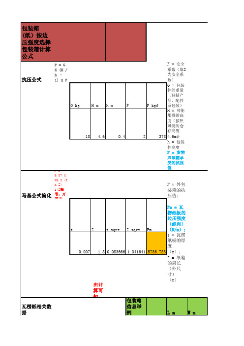 包装箱计算公式