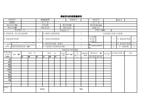 柴油发电机检测报告