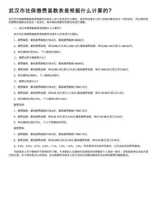 武汉市社保缴费基数表是根据什么计算的？