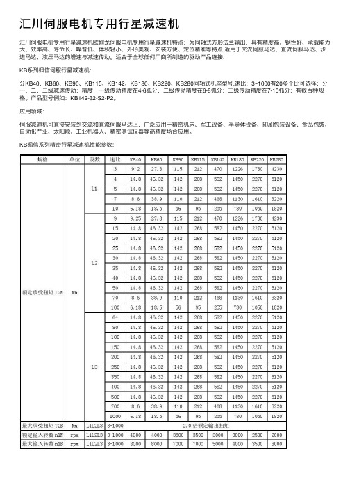 汇川伺服电机专用行星减速机