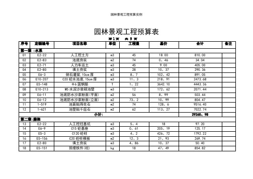 园林景观工程预算实例