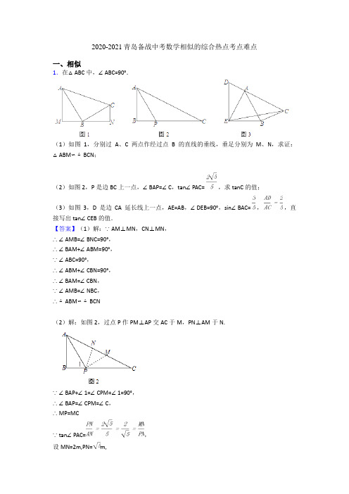 2020-2021青岛备战中考数学相似的综合热点考点难点