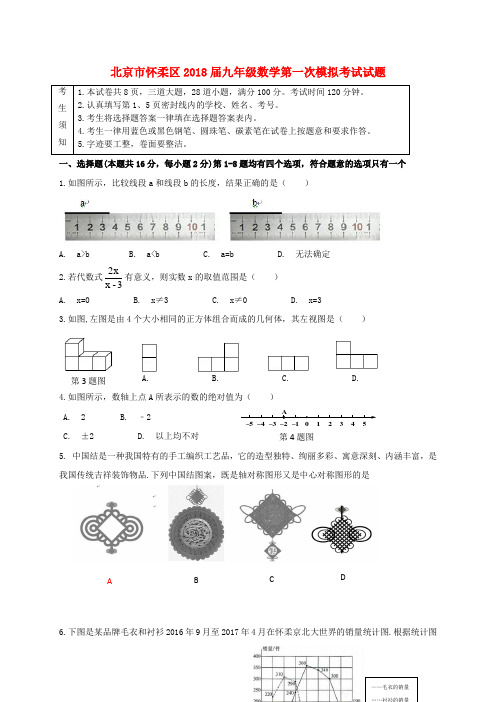 北京市怀柔区2018届九年级数学第一次模拟考试试题