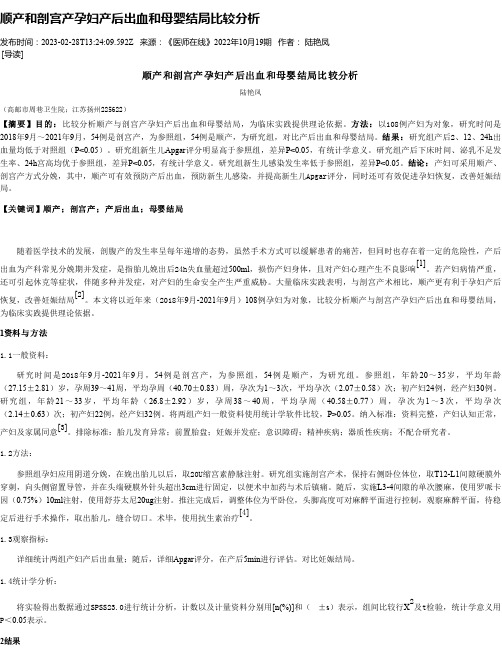 顺产和剖宫产孕妇产后出血和母婴结局比较分析