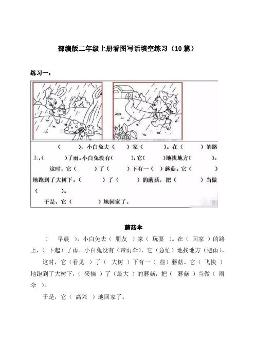 统编人教部编版语文二年级上册语文看图写话填空练习(word版,10篇)