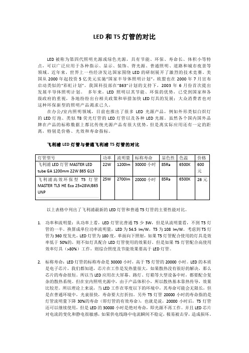 LED和T5灯管的对比