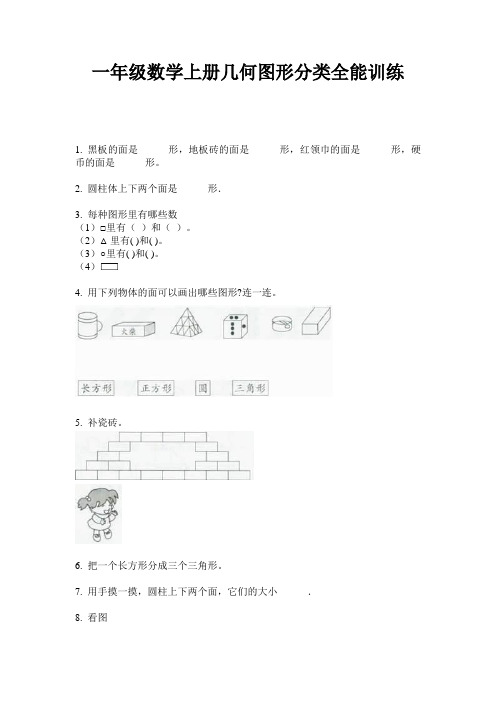 最新一年级数学上册几何图形分类全能训练-2020-2021学年人教版