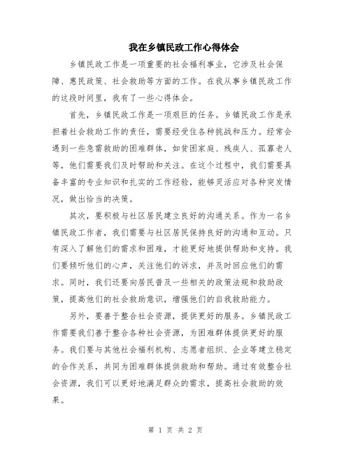 我在乡镇民政工作心得体会