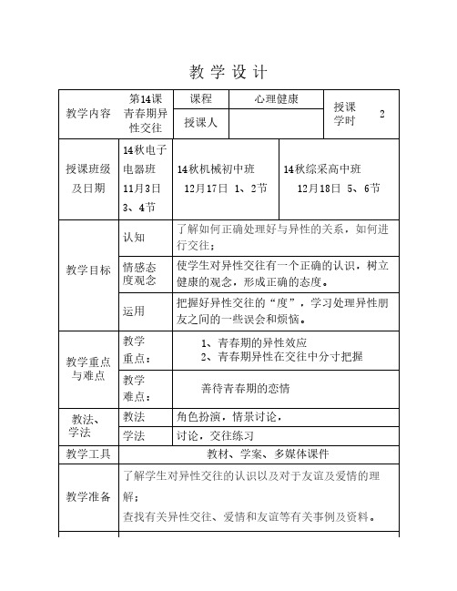 第14课 青春期异性交往