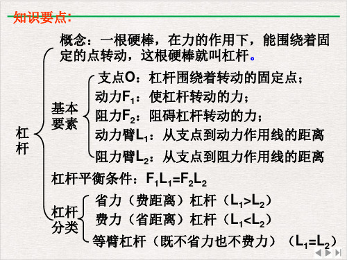 浙教版九年级科学上册3.4简单机械杠杆复习