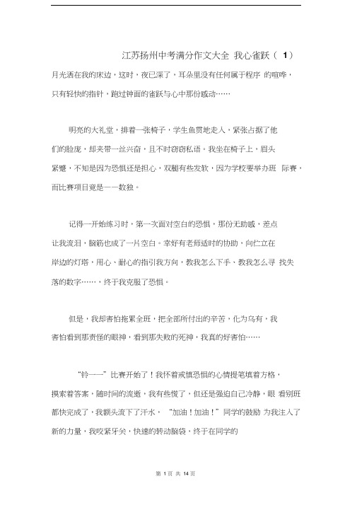 江苏扬州中考满分作文大全.docx