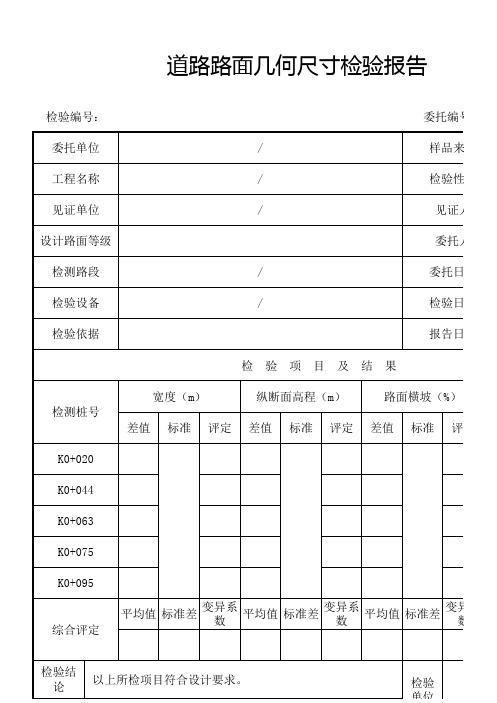 路基路面几何尺寸检验报告