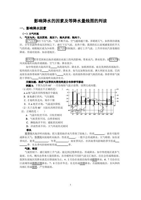 影响降水的因素及等降水量线图的判读