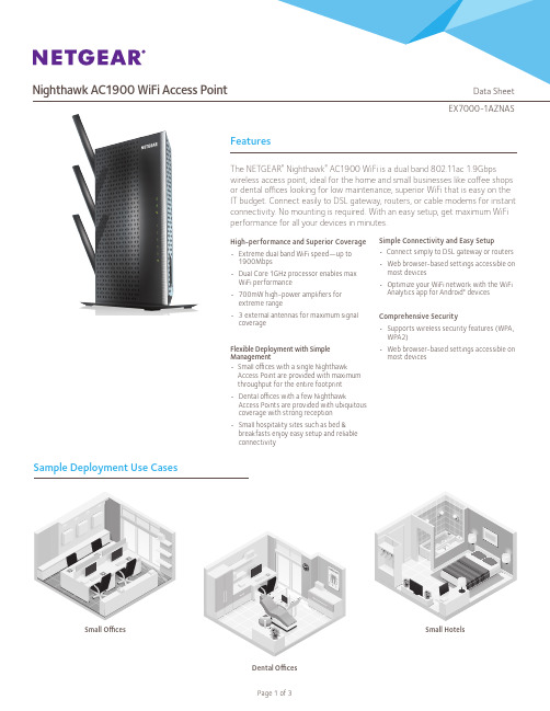 NETGEAR Nighthawk AC1900 WiFi 无线接入点数据表说明书