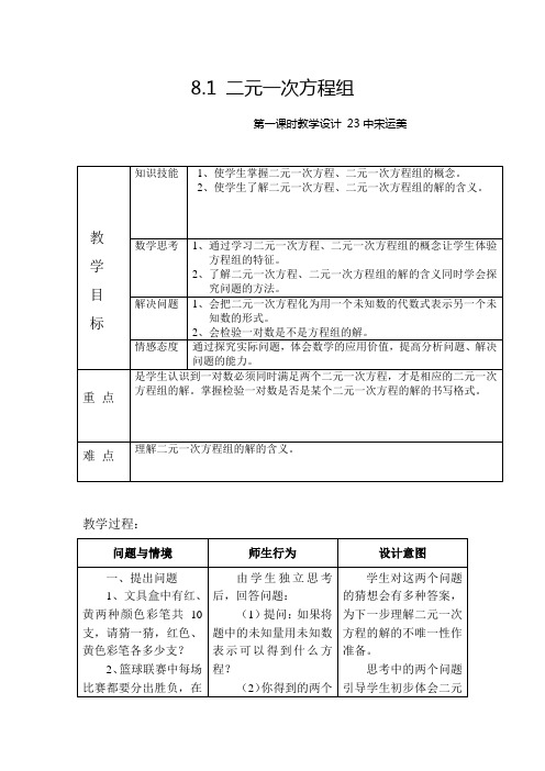 8.1_二元一次方程组教案