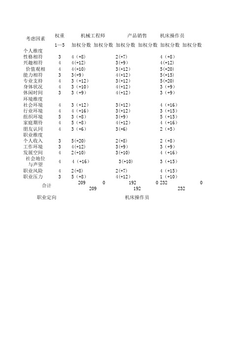 职业生涯决策平衡单表