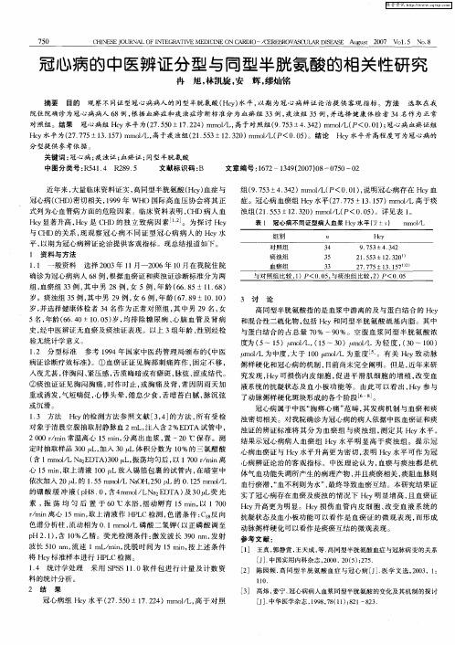 冠心病的中医辨证分型与同型半胱氨酸的相关性研究