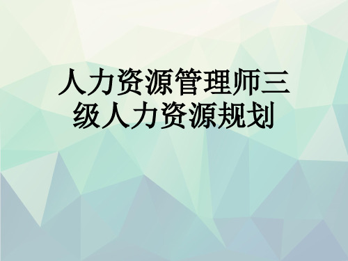 人力资源管理师三级人力资源规划演示文稿ppt