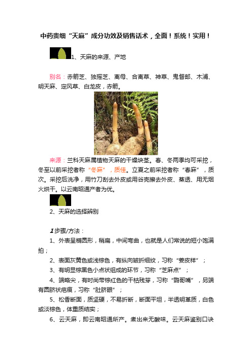 中药贵细“天麻”成分功效及销售话术，全面！系统！实用！