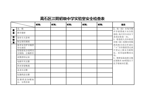 江阴高中实验室安全检查表