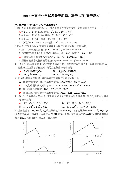 2012年 离子共存_离子反应