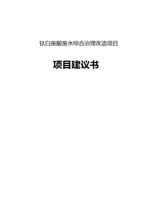 钛白废酸废水综合治理项目项目策划报告书