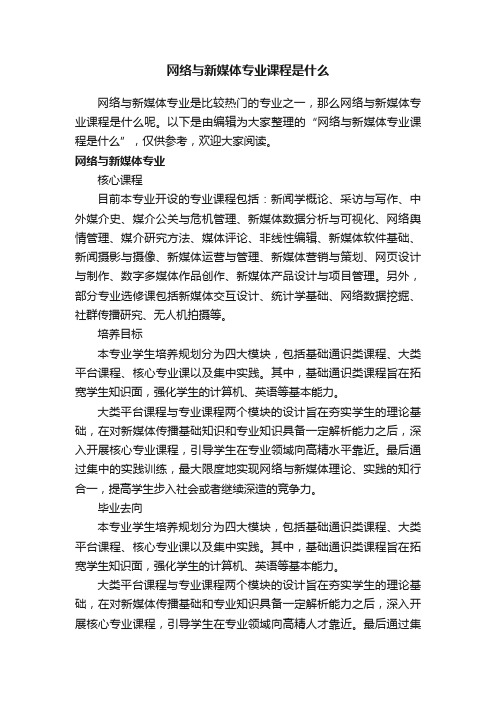 网络与新媒体专业课程是什么