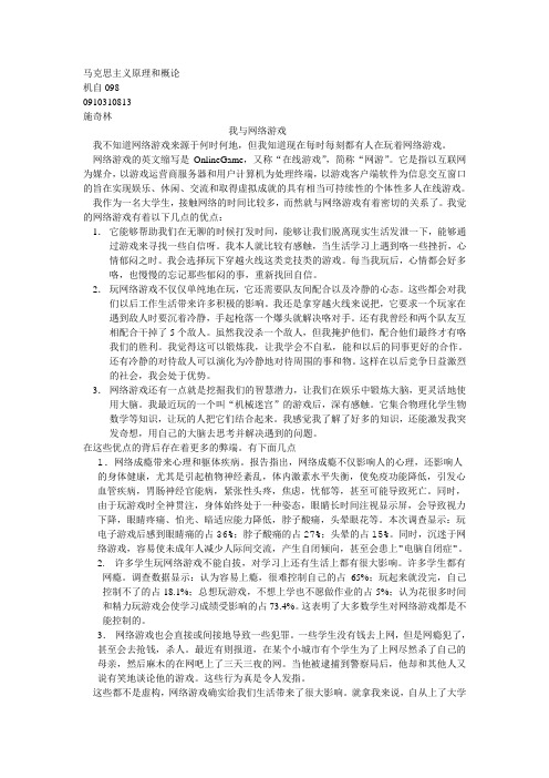 马克思论文之我与网络游戏