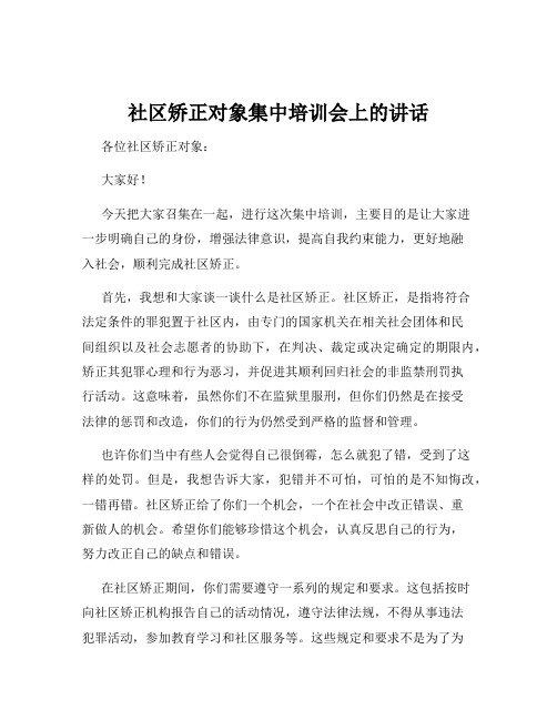 社区矫正对象集中培训会上的讲话