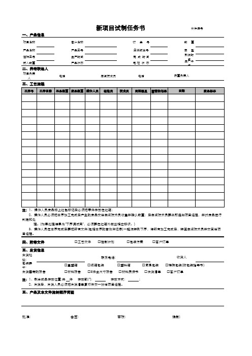 新项目试制任务书