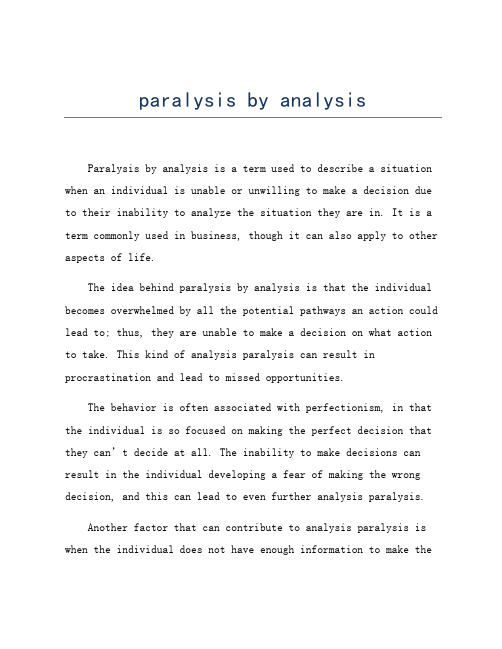 paralysis by analysis