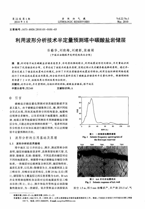 利用波形分析技术半定量预测塔中碳酸盐岩储层