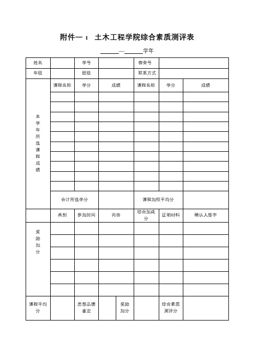 土木工程学院综合素质测评表【模板】