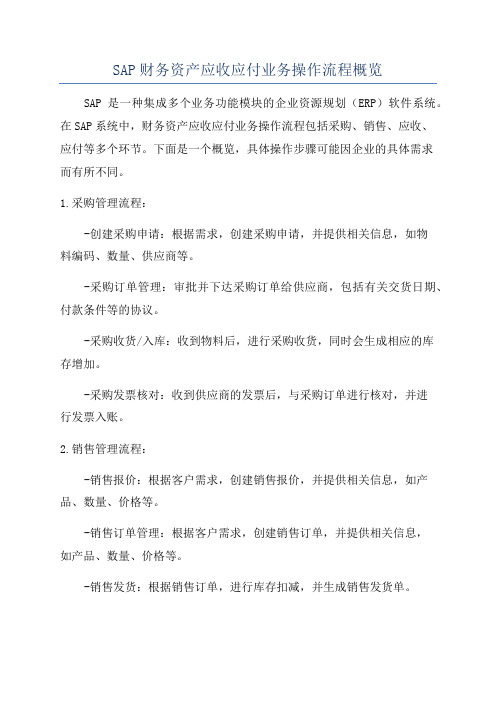 SAP财务资产应收应付业务操作流程概览