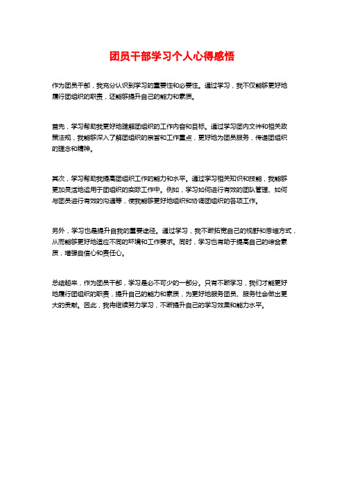 团员干部学习个人心得感悟